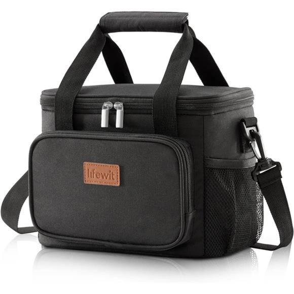 Large Lunch Bag Insulated Lunch Box for Adult Men Women, Black 12-Can (8.5L)